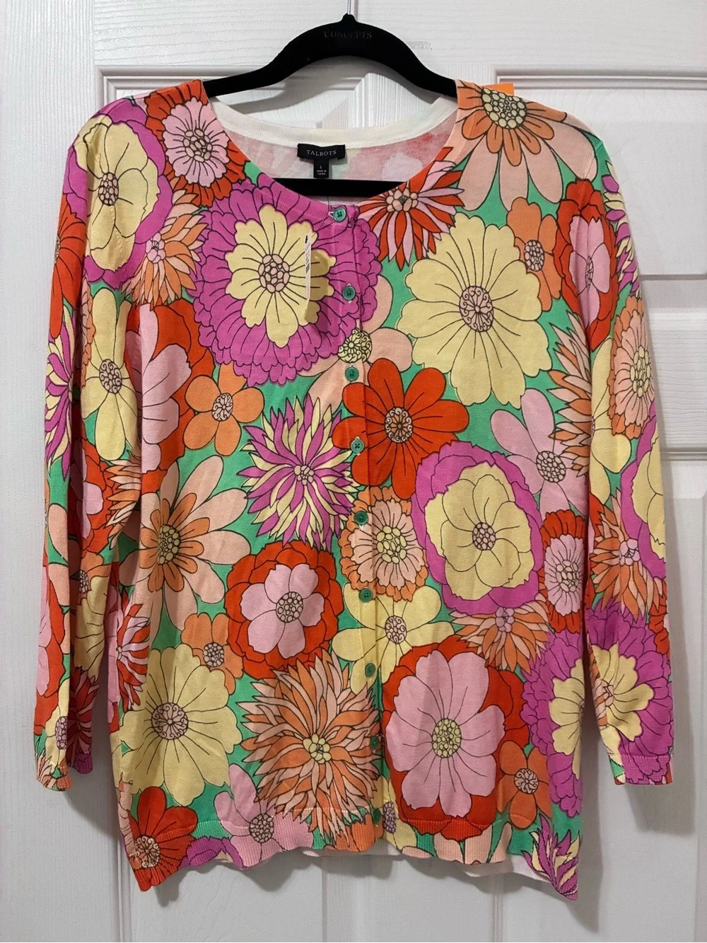 Talbots Floral Button-Front Women’s cardigan sz L